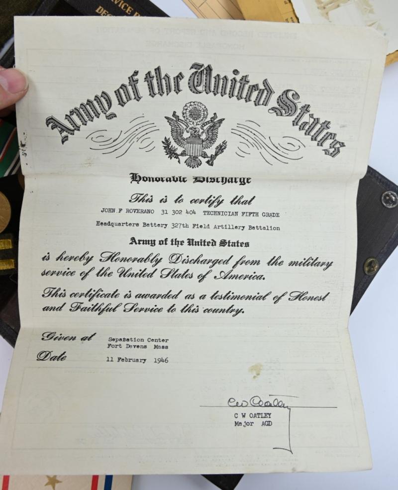 US WW2 Grouping of 424th Infantry Regiment Corporal John F. Roverano