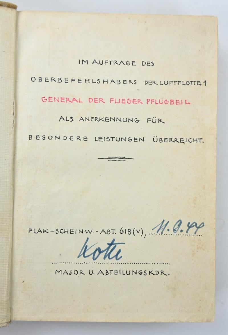 Letvian WW2 Mein Kampf Book Adolf Hitler Presented by General der Flieger Pflugbeil
