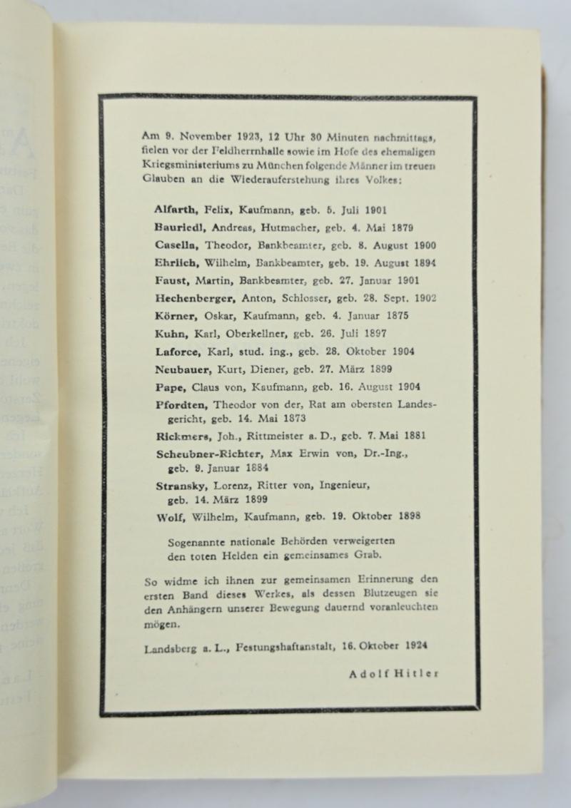 Letvian WW2 Mein Kampf Book Adolf Hitler Presented by General der Flieger Pflugbeil
